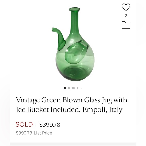 Vintage Green Blown Glass Jug with Ice Bucket Included, Empoli, Italy - Picture 3 of 12